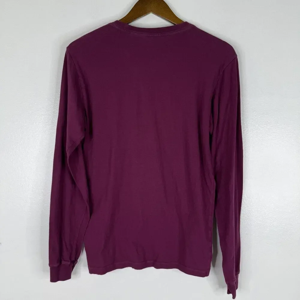 North Face Shirt Mens Small Purple Long Sleeve Logo Graphic Outdoor Tee